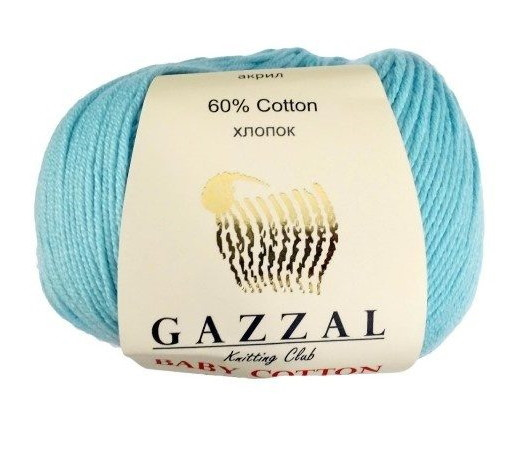 Пряжа Gazzal Baby Cotton цвет 3451 светлая бирюза