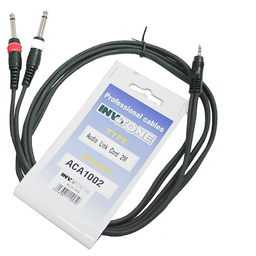 INVOTON ACA1002 - аудио кабель, 3,5 джек стерео 2 x 6,3 джек моно длина 2 м