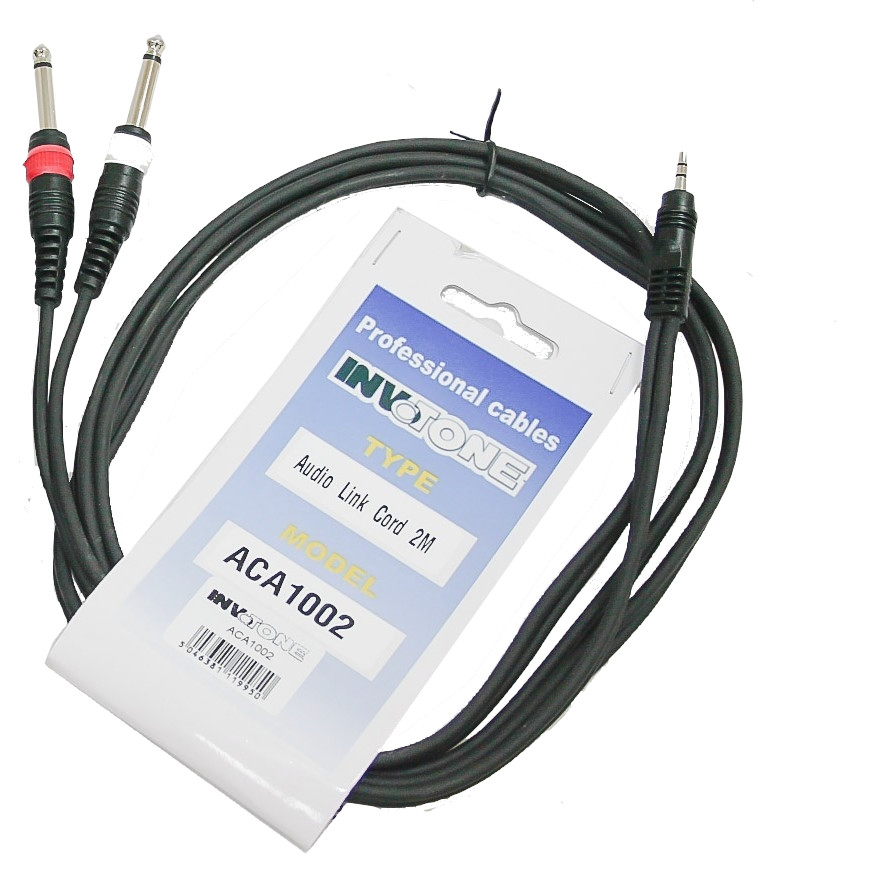 INVOTONE ACA1002 - аудио кабель, 3,5 джек стерео 2 x 6,3 джек моно длина 2 м