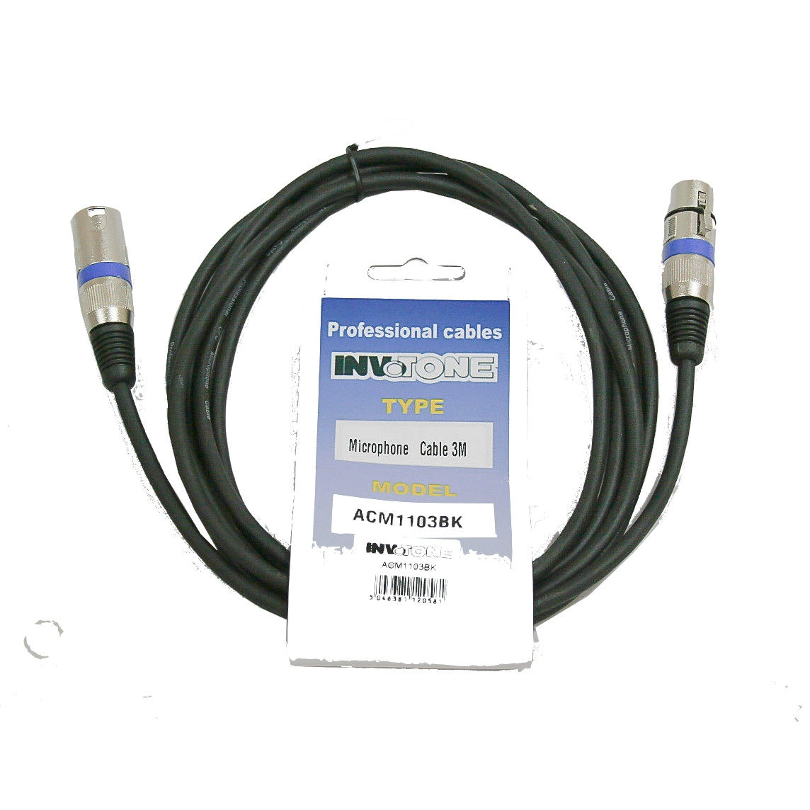 INVOTONE ACM1103/BK - микрофонный кабель, XLR(папа) - XLR(мама), длина 3 м (черный) - фото 1 - id-p176558679