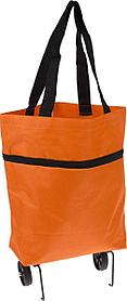 Хозяйственная складная сумка с выдвижными колесиками, оранжевая