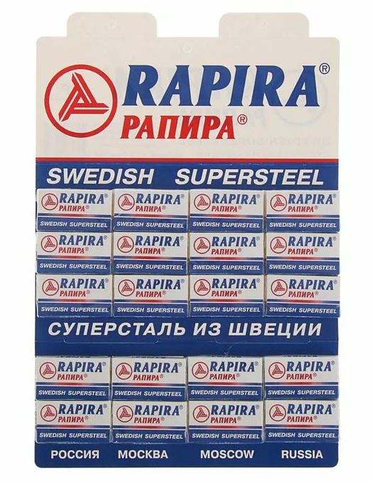 Рапира Swedish Суперсталь (Rapira) лезвия для бритвенных станков классические, 100 шт