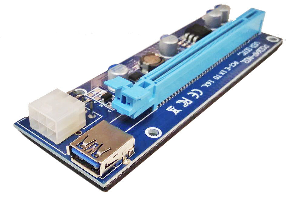 Адаптер - райзер USB3.0 PCI-E 1X на 16X, 6pin, (ver.007C) 555781 - фото 2 - id-p138002296