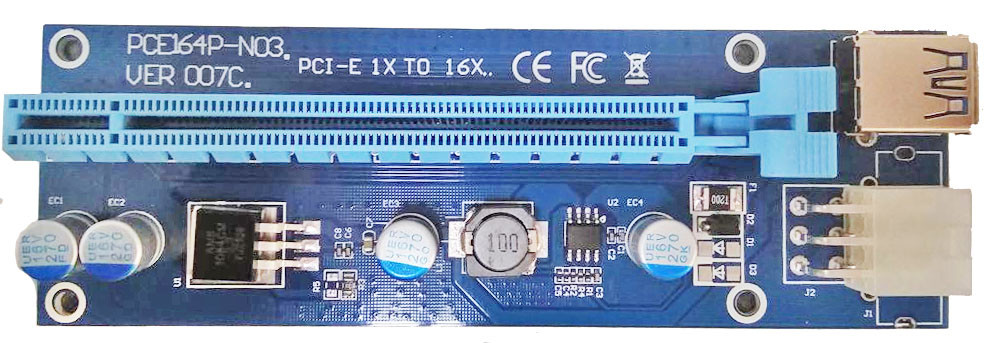 Адаптер - райзер USB3.0 PCI-E 1X на 16X, 6pin, (ver.007C) 555781 - фото 3 - id-p138002296