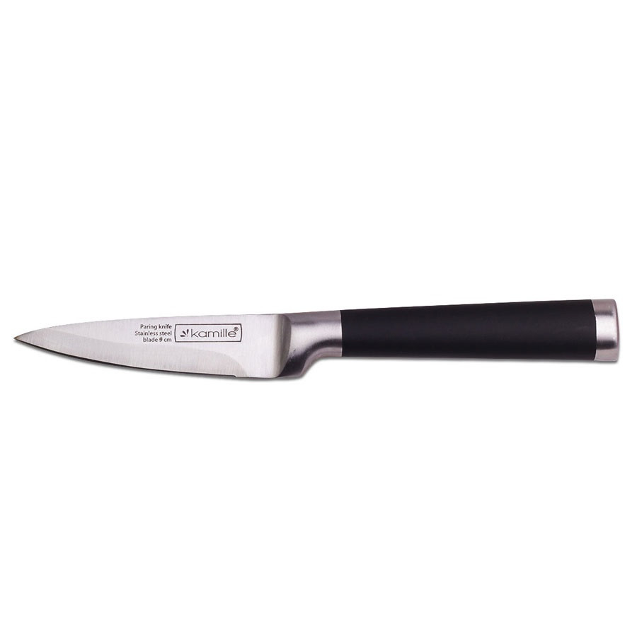 Kamille/ Нож для чистки овощей из нержавеющей стали с с полыми ручками "soft touсh"   9см