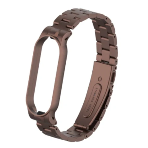 Ремешок металлический для Mi Band 5 (Ми Бенд 5) Coffee (коричневый) - фото 1 - id-p144631006