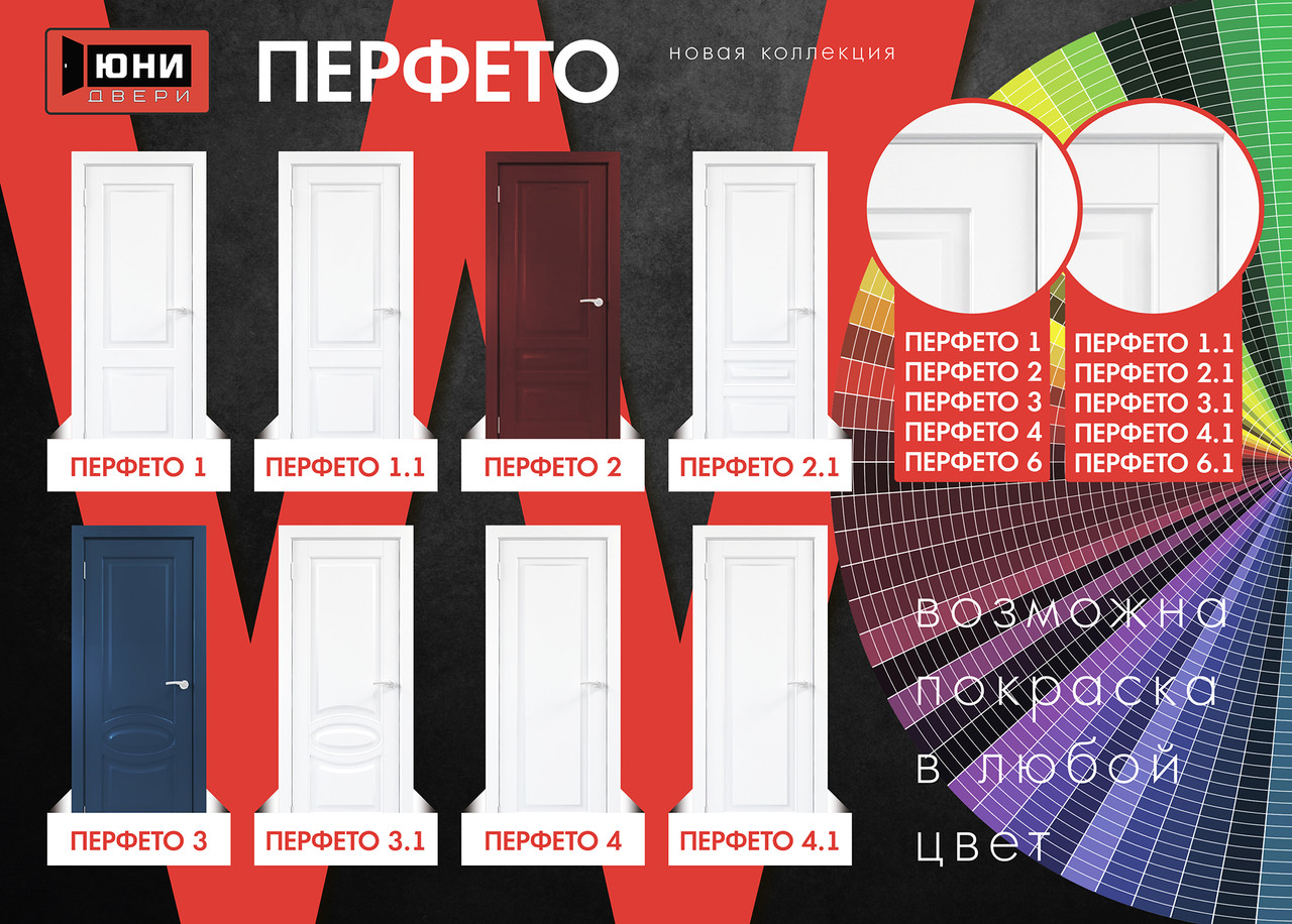 Межкомнатная дверь "ПЕРФЕТО" 2 (2.1) (Цвет - Белый; Ваниль; Грэй; Капучино; Графит) - фото 2 - id-p165532830