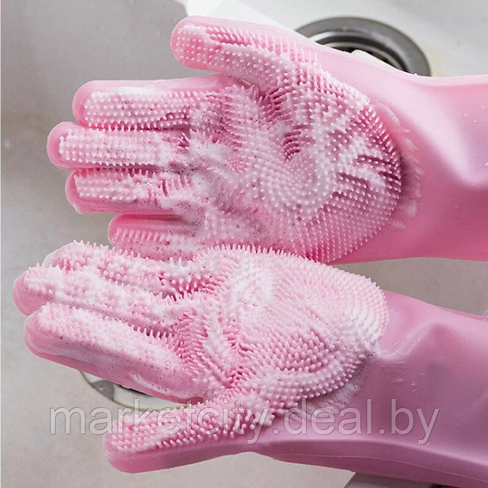 Силиконовые перчатки для уборки Xiaomi Silicone Cleaning Glove Pink (HH674) - фото 4 - id-p176663997