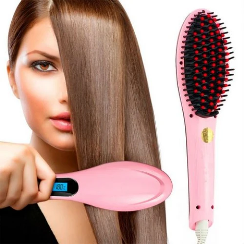 Расческа-выпрямитель Fast Hair Straightener HQT 906 (розовый)