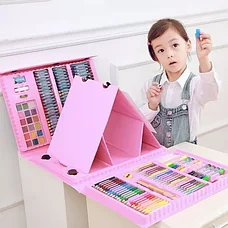 Набор для рисования "Юный художник" с мольбертом 208 предметов (Розовый), фото 2