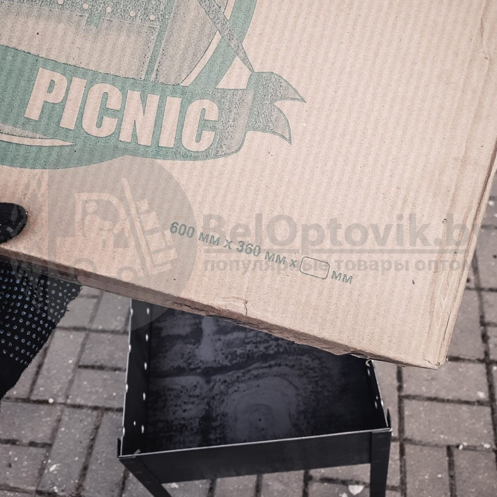 Сборный переносной мангал "Grand picnic " из стали 3мм (на 10 шампуров) 600х360х500 мм - фото 4 - id-p176679841