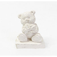 Статуэтка медвежонок с цветами белый, 7*6 см. арт. нал-10212