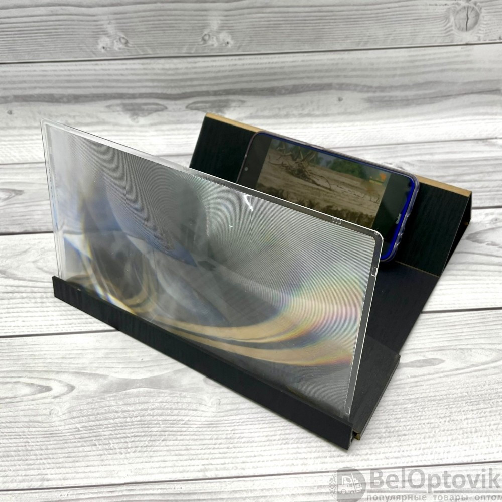 Увеличитель экрана для телефона 3D Video Amplifier (деревянная складная подставка) Черный - фото 6 - id-p175030233