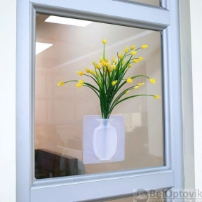Настенная силиконовая ваза для цветов Magic Vase, многоразовая (без клея, гипоаллергенный материал) Белая - фото 1 - id-p153787714