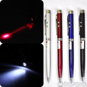 Ручка подарочная 3 в 1 (ручка, фонарик и лазерная указка), цвет MIX