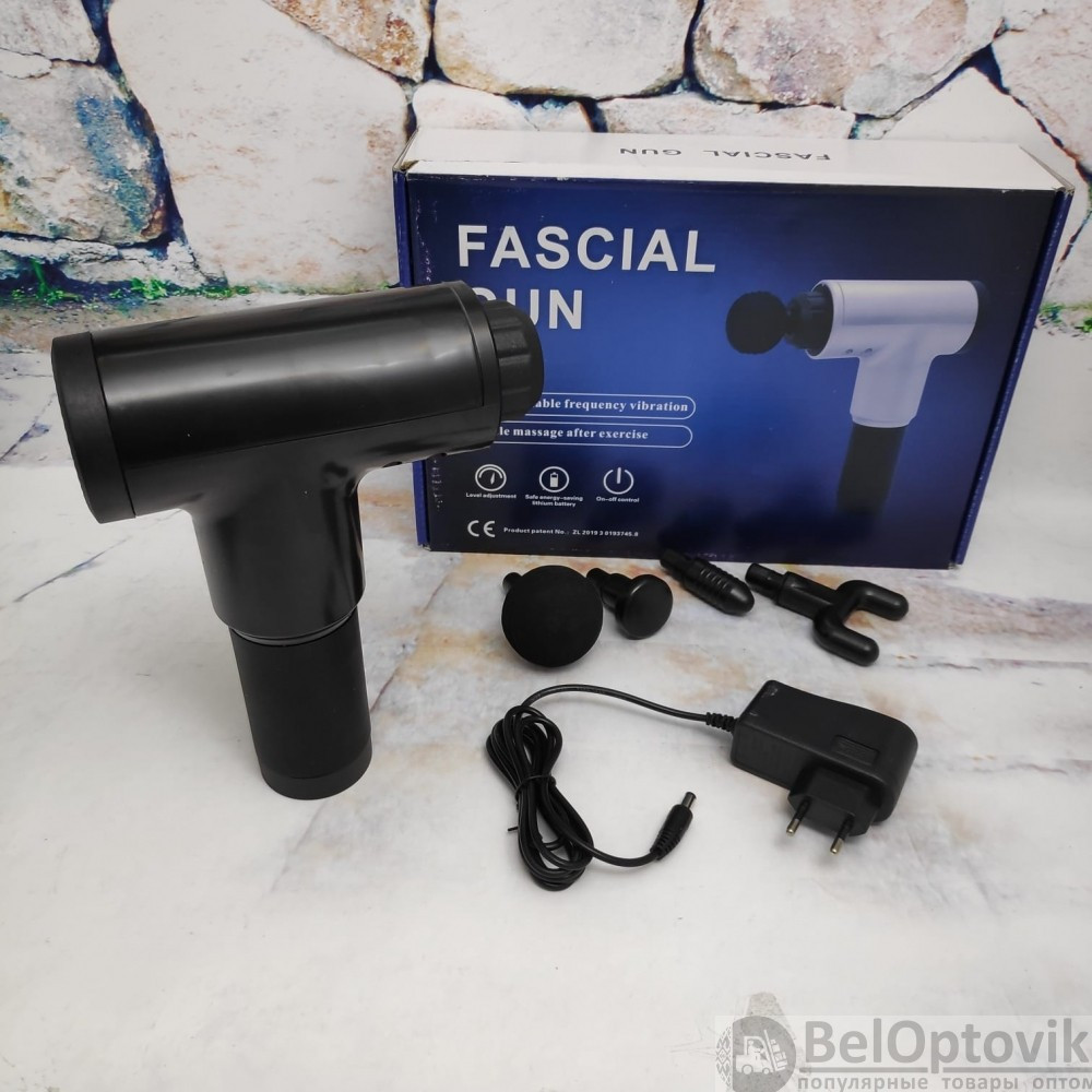 Массажер мышечный (массажный ударный пистолет) Fascial Gun Черный КН-320 - фото 4 - id-p116897027