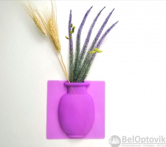 Настенная силиконовая ваза для цветов Magic Vase, многоразовая (без клея, гипоаллергенный материал) Фиолетовая - фото 1 - id-p153787711