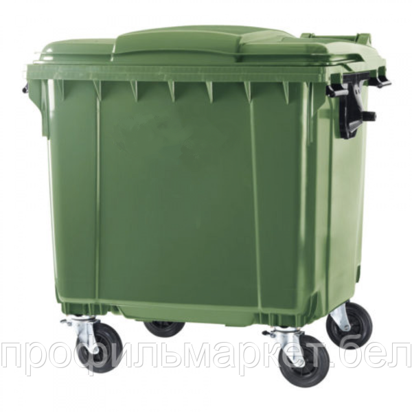 Пластиковый мусорный контейнер  1100 л зеленый, РФ