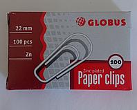 Скрепки оцинкованные канцелярские GLOBUS, 22 мм, 100 шт./упаковка