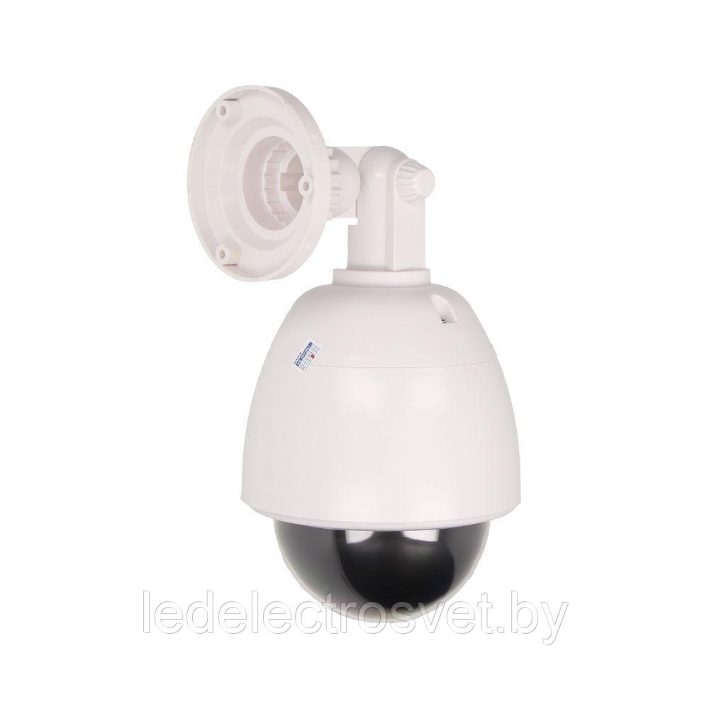 Муляж вращающейся камеры ORNO c LED-индикатором, внутри и снаружи помещений, белый корпус, питание 2x1,5V AA-б - фото 1 - id-p176721381