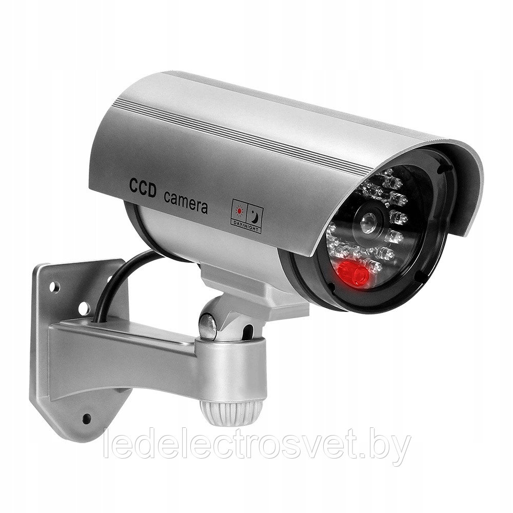 Муляж камеры ORNO c LED-индикатором, внутри и снаружи помещений, серебристый корпус, питание 2x1,5V AA-батарей - фото 1 - id-p176721750