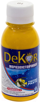 Паста колерная (краситель) "DEKOR" ярко-желтый №10 0,1 кг 38-821 - фото 1 - id-p176721658