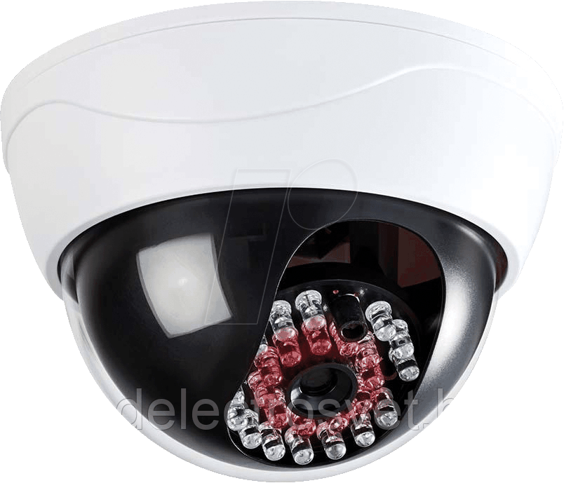 Муляж камеры ORNO c LED-индикатором, для помещений, белый корпус, питание 2x1,5V AA-батарейки - фото 1 - id-p176722856