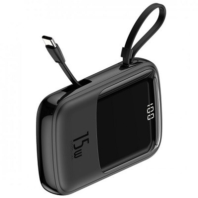 Внешний аккумулятор Baseus PPQD-A01 Q pow Digital Display 3A Power Bank 10000mAh 15W (с кабелем Type-C) черный - фото 3 - id-p176722641