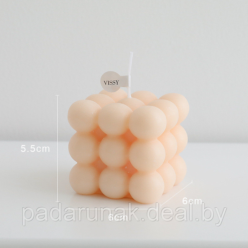 Свеча декоративная Бабл Куб, в ассортименте 6*6*5,5 см - фото 3 - id-p176734749