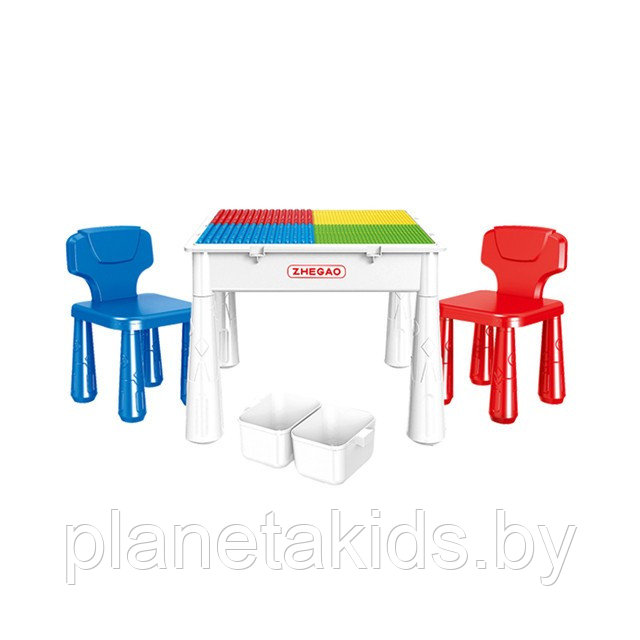 Стол со стульчиками для игры с конструктором, можно использовать как письменный, игровой набор QL1429