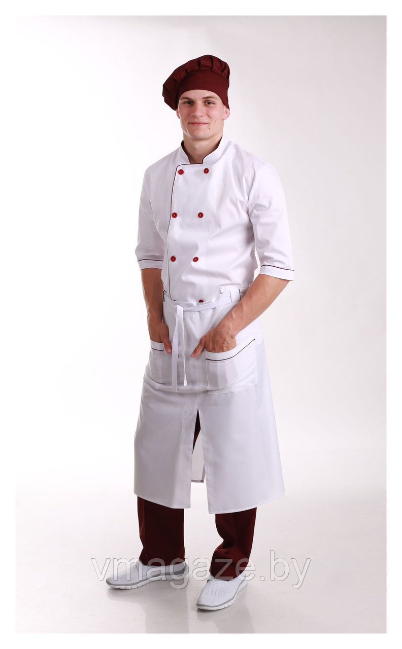 Фартук шеф-повара, унисекс (с отделкой, цвет белый) - фото 2 - id-p176743830