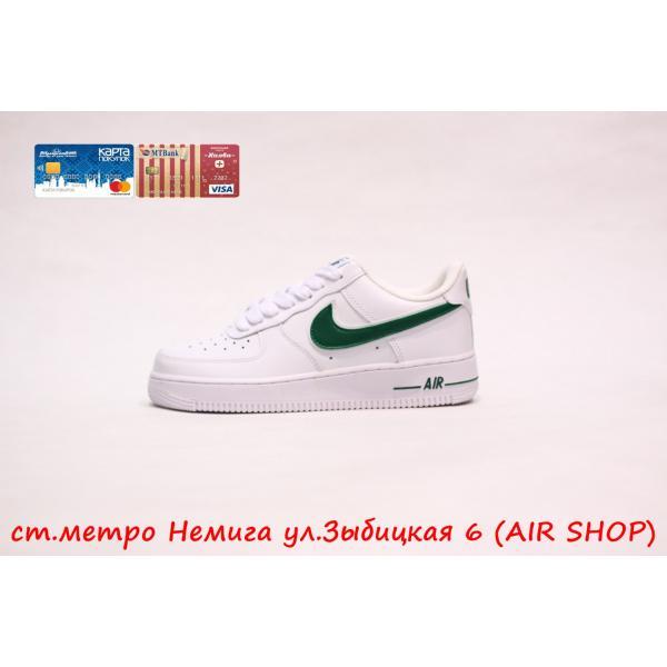 Nike Air Force  white/ green swoosh