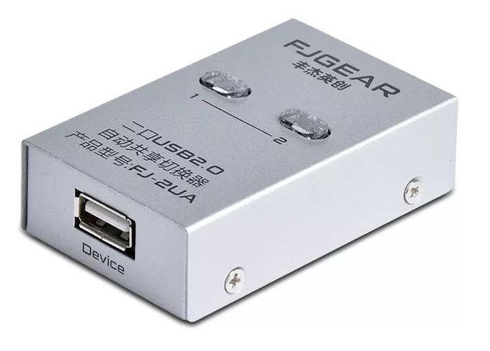 Адаптер - переключатель - свитч USB-B - USB2.0 для подключения принтера к двум ПК, серый 555665