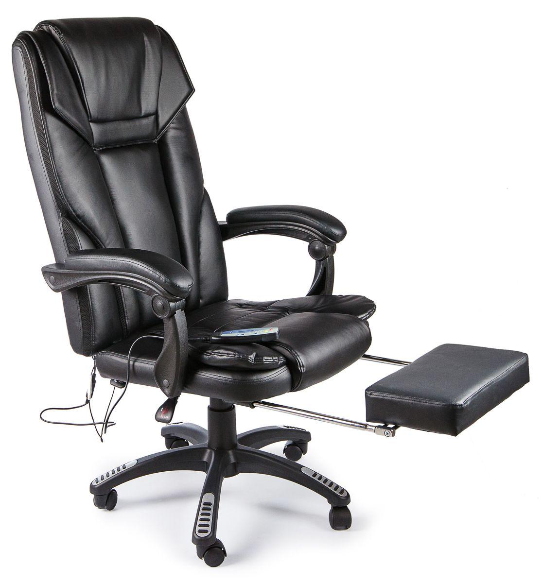 Кресло массажное Calviano 1589 (чёрное с подножкой) - фото 1 - id-p176775282