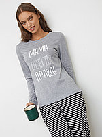 Комплект женский (джемпер и брюки) MF 592307 (серый меланж+черно-белая полоска) 164/170-84-90,42