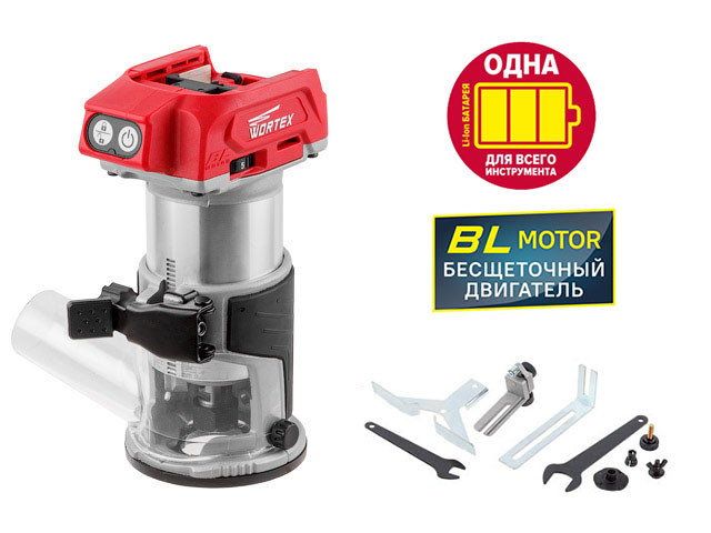 Аккум. фрезер кромочный WORTEX CMM 1835 ALL1 (18.0 В, БЕСЩЕТОЧНЫЙ ДВИГАТЕЛЬ, БЕЗ АККУм И ЗУ, цанга 6/8 мм)