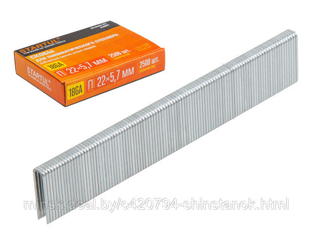 Скобы тип 18GA 25мм (2500шт) STARTUL PROFI (ST4520-25) (для пневмостеплера, сечение 1,25х1,00мм; ширина скобы