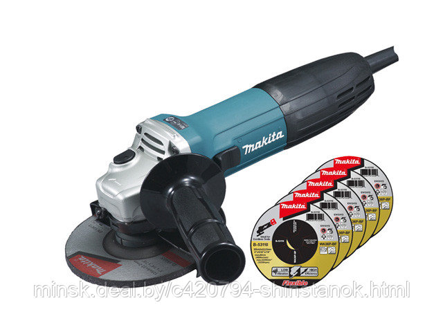 Одноручная углошлифмашина MAKITA GA 5030 X3 в кор. + 5 отрезных кругов (720 Вт, диск 125х22 мм, без регул.