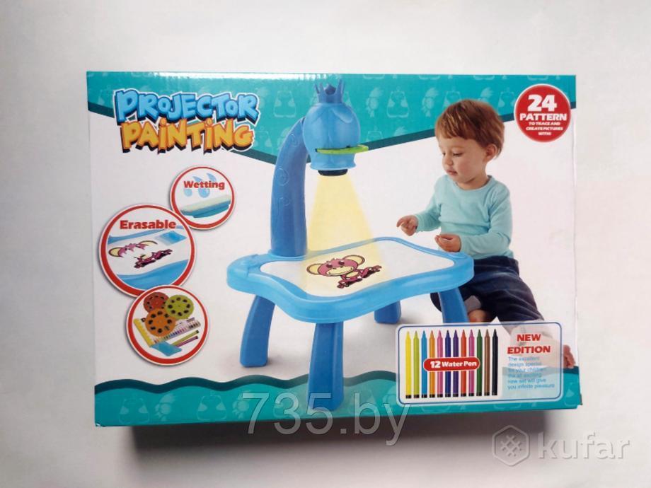 Детский стол проектор для рисования со светодиодной подсветкой Синий - фото 1 - id-p176798250