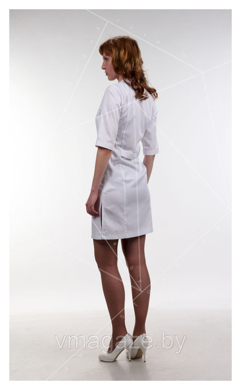Медицинский халат, женский (с отделкой, цвет белый) - фото 3 - id-p176800789