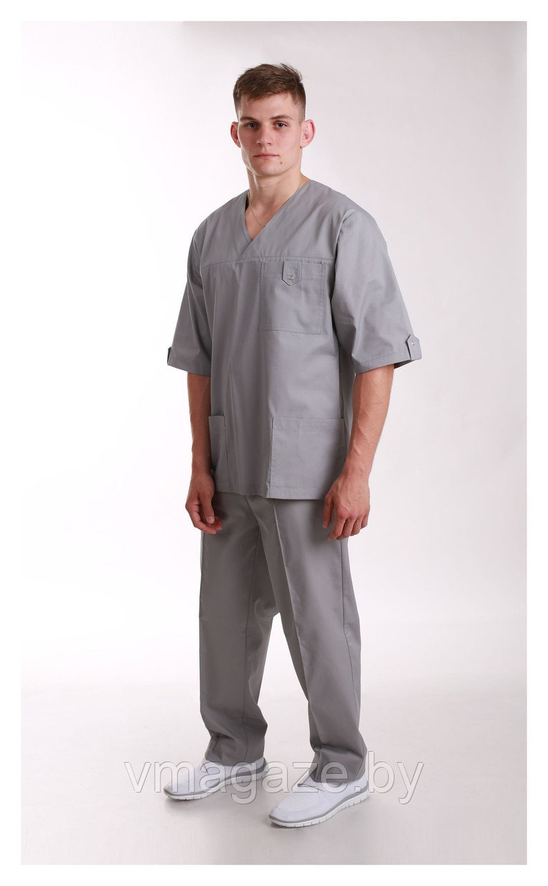Медицинский костюм "хирург" унисекс (без отделки, цвет серый) - фото 1 - id-p176801055