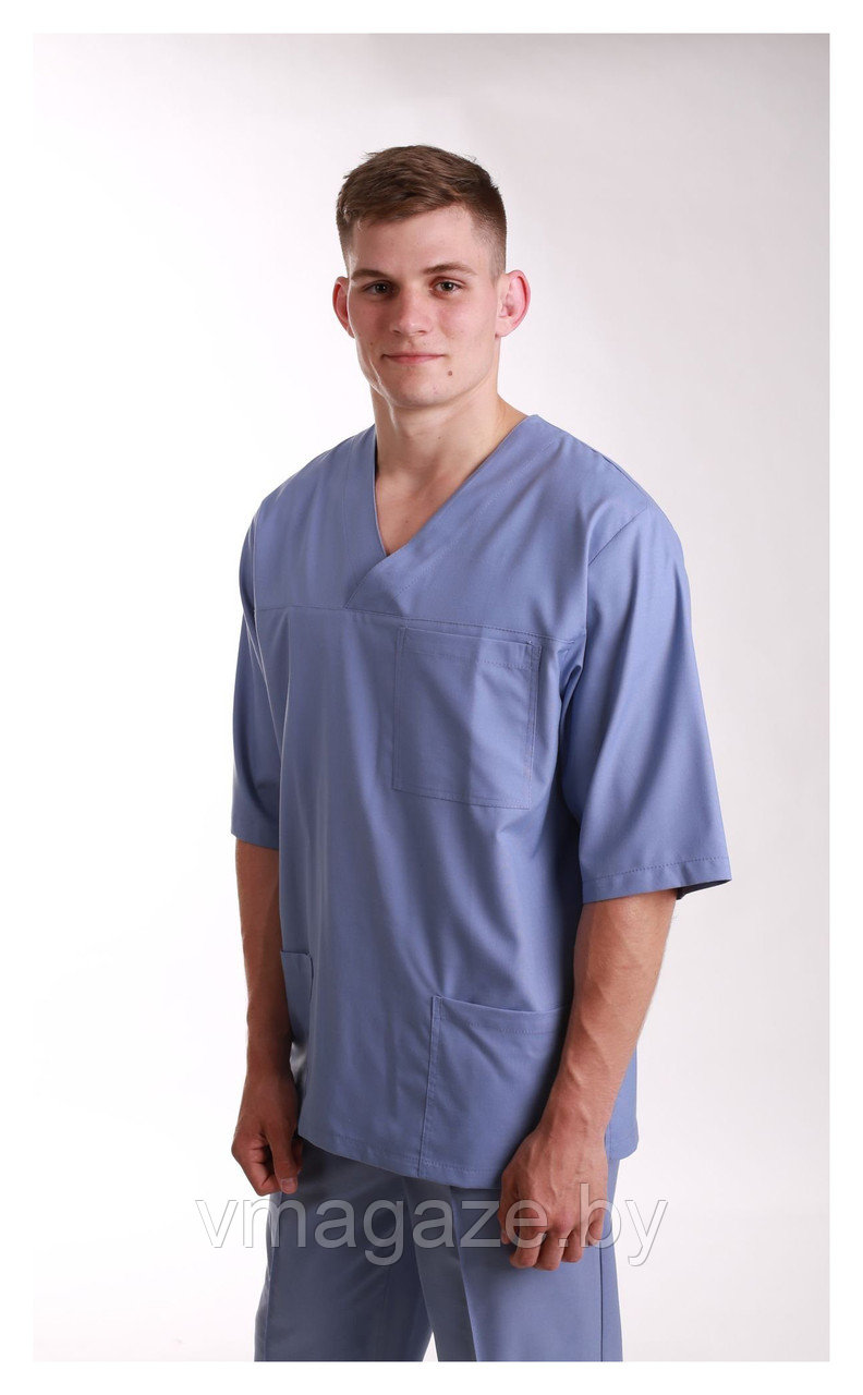 Медицинский костюм "хирург" унисекс (без отделки, цвет васильковый) - фото 2 - id-p176801148