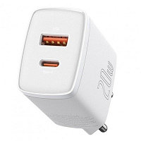 Сетевое зарядное устройство Baseus CCXJ-B02 Compact Quick Charger USB+Type-C 20W белое