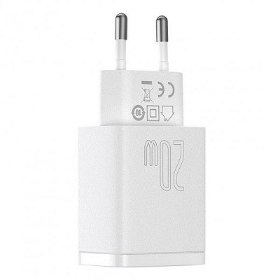 Сетевое зарядное устройство Baseus CCXJ-B02 Compact Quick Charger USB+Type-C 20W белое - фото 2 - id-p176805116