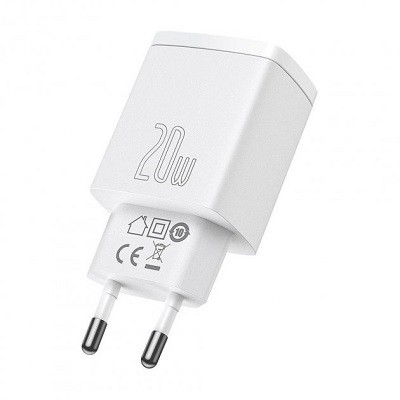 Сетевое зарядное устройство Baseus CCXJ-B02 Compact Quick Charger USB+Type-C 20W белое - фото 4 - id-p176805116
