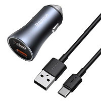 Автомобильное зарядное устройство Baseus TZCCJD-A0G Golden Contactor Pro Car Charger 2 USB 40W (кабель