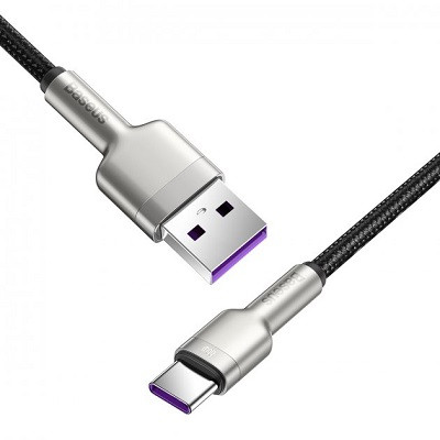 Кабель Baseus CAKF000201 Cafule Series Metal Data Cable USB to Type-C 66W 2m черный - фото 2 - id-p176805118
