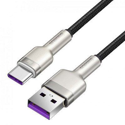 Кабель Baseus CAKF000201 Cafule Series Metal Data Cable USB to Type-C 66W 2m черный - фото 4 - id-p176805118