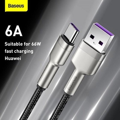 Кабель Baseus CAKF000201 Cafule Series Metal Data Cable USB to Type-C 66W 2m черный - фото 7 - id-p176805118