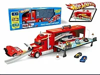 Фура, автовоз HOT WHEELS, грузовик-трек с машинками 3 шт., игровой набор, игровой трек HW-101(аналог)